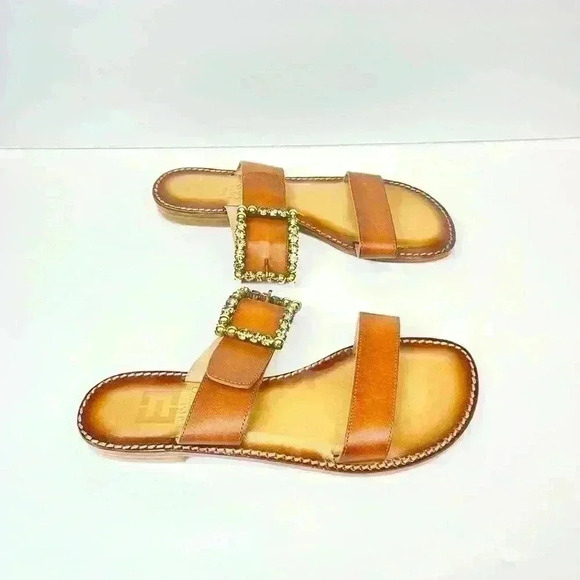 Emanuele Crasto Cuoio (brown) Leather Slides Size 9 Euro 39 - Picture 7 of 10